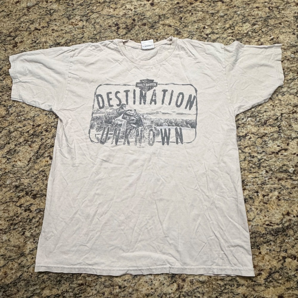 Harley-Davidson Chicago Illinois Graphic T-Shirt Tan Destination Unknown XL ws